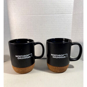 Lot of 2 Vintage and Unique Northrop Grumman Black Coffee Mugs Cups